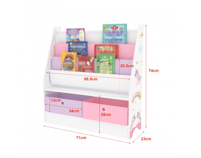 Детска етажерка Neda мотив еднорог бяло/лилаво/розово []