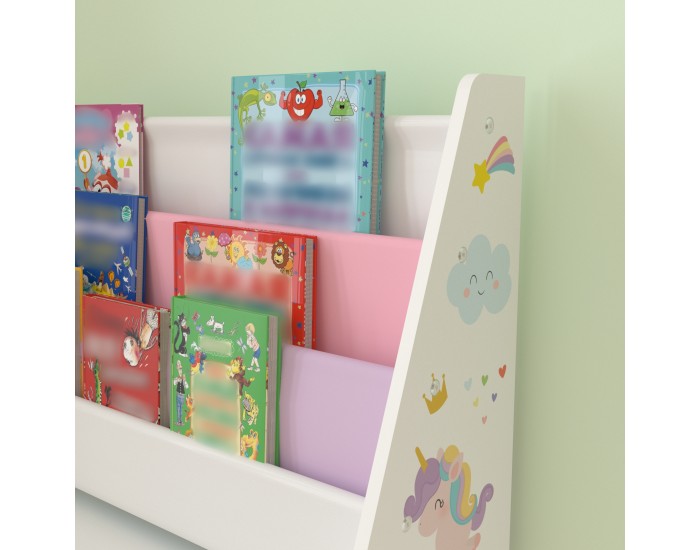 Детска етажерка Neda мотив еднорог бяло/лилаво/розово []