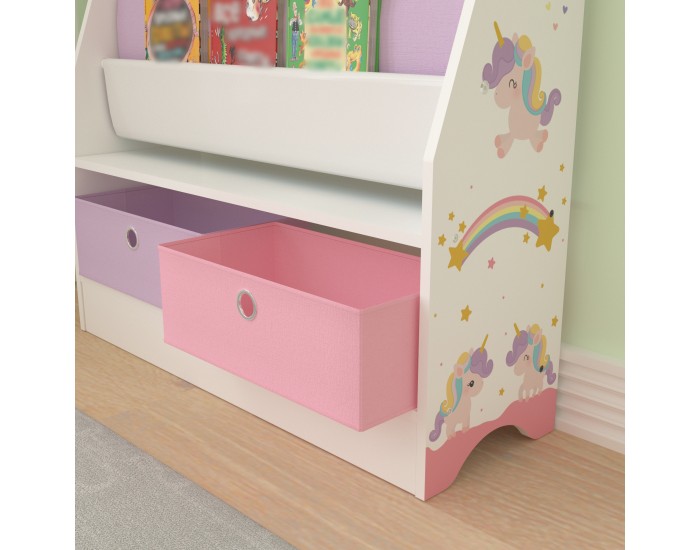 Детска етажерка Neda мотив еднорог бяло/лилаво/розово []