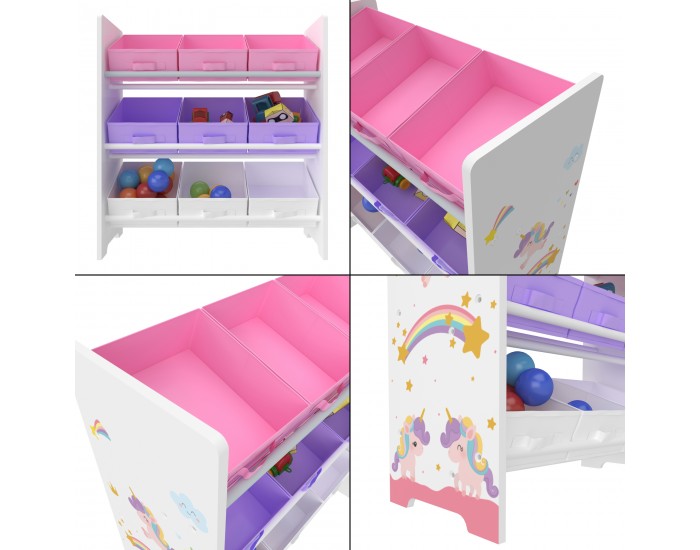 Детска етажерка Boiro мотив еднорог бяло/розово/лилаво []