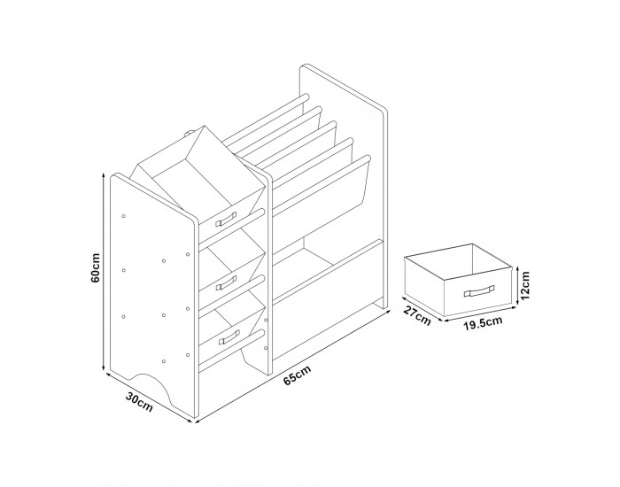 Детска етажерка Vimianzo мотив динозавър бяло/зелено/жълто []