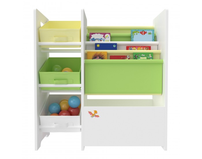 Детска етажерка Vimianzo мотив динозавър бяло/зелено/жълто []
