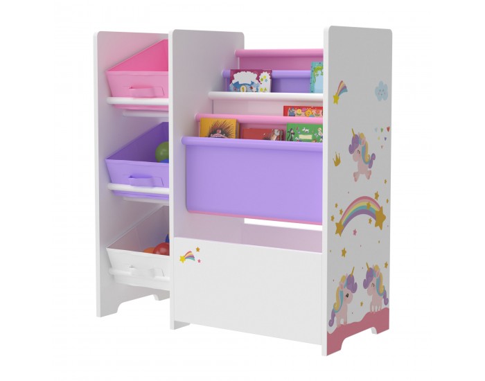 Детска етажерка Vimianzo мотив еднорог бяло / лилаво / розово []