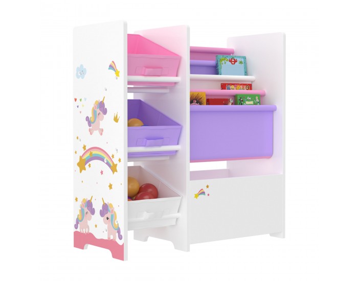 Детска етажерка Vimianzo мотив еднорог бяло / лилаво / розово []