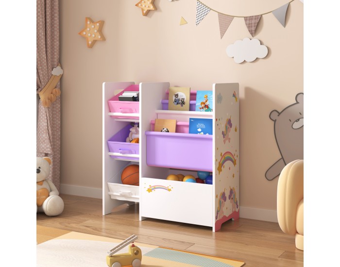 Детска етажерка Vimianzo мотив еднорог бяло / лилаво / розово []
