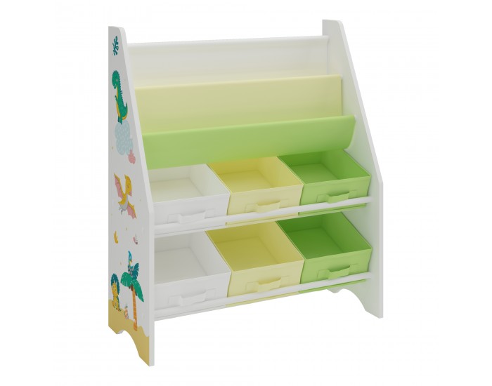 Детска етажерка Ponteceso динозавър мотив бяло/зелено/жълто []