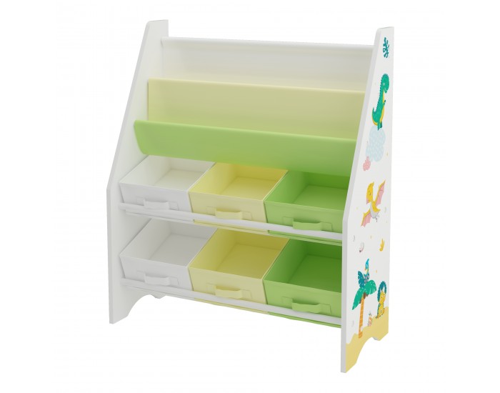 Детска етажерка Ponteceso динозавър мотив бяло/зелено/жълто []