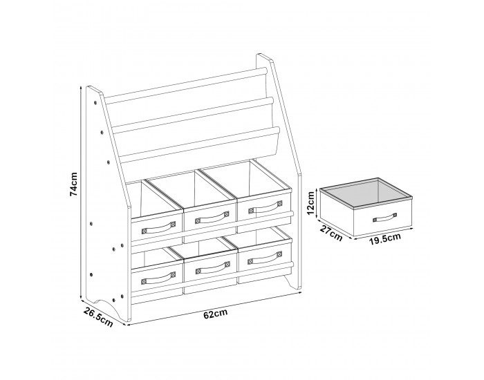 Детска етажерка Ponteceso динозавър мотив бяло/зелено/жълто []
