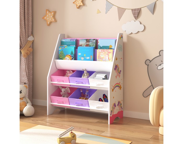 Детска етажерка Ponteceso мотив еднорог бяло/лилаво/розово []