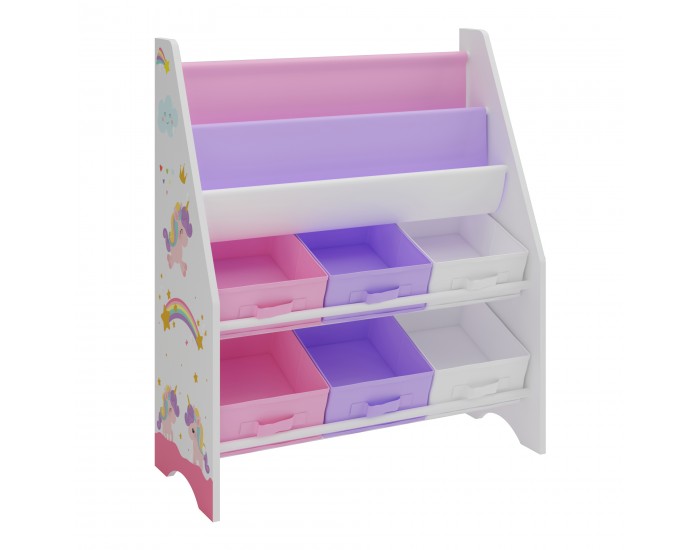 Детска етажерка Ponteceso мотив еднорог бяло/лилаво/розово []