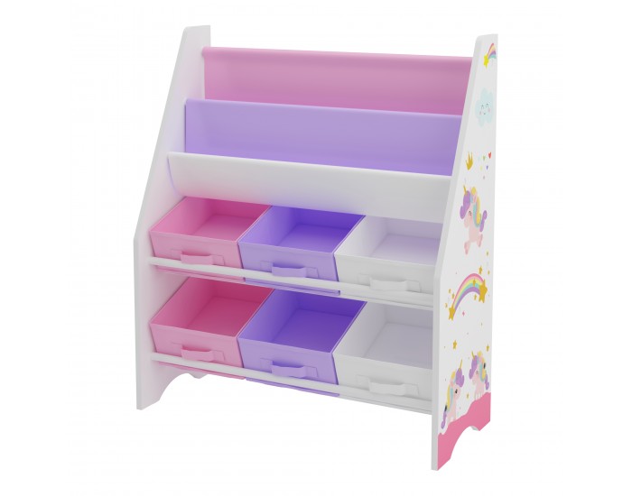 Детска етажерка Ponteceso мотив еднорог бяло/лилаво/розово []