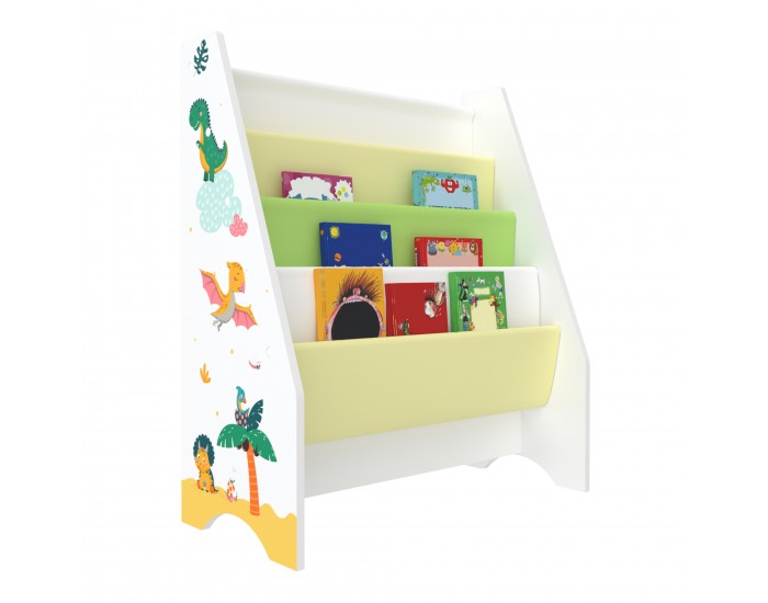 Детска етажерка Fisterra мотив динозавър бяло/зелено/жълто []