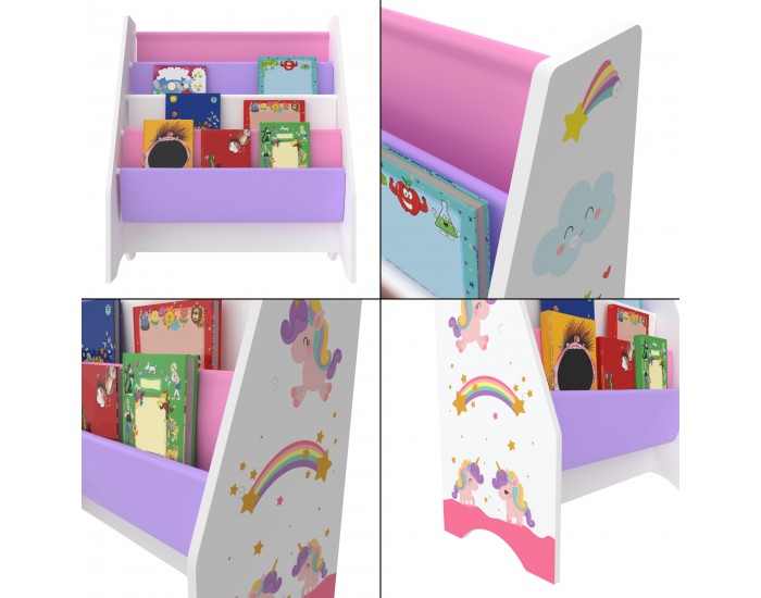 Детска етажерка Fisterra мотив еднорог бяло / розово / лилаво []