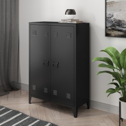 Метален шкаф Oripää 110x75x33 см черен [] - Шкафове, Витрини, Модулни секции