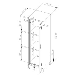 Единично шкафче Kurikka 137x38x38 см черно [] - Sonata G