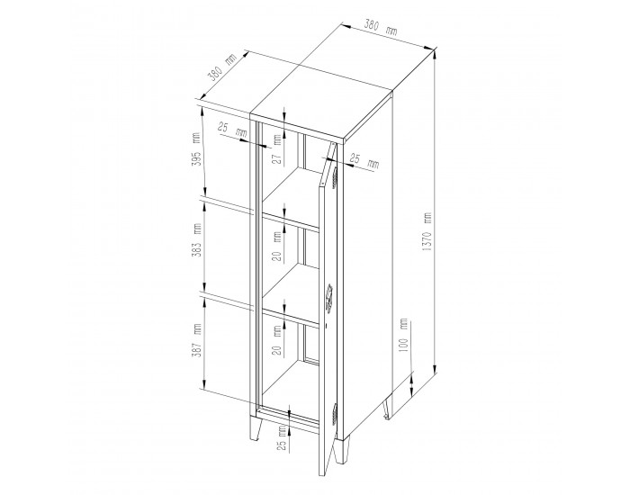 Единично шкафче Kurikka 137x38x38 см черно []