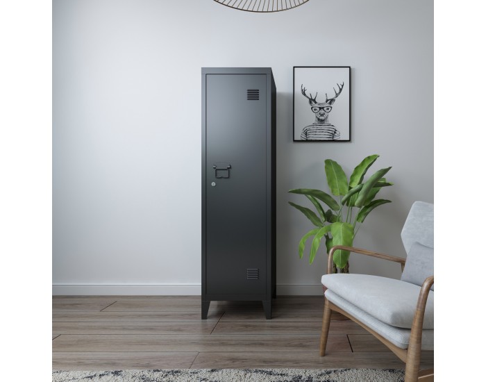 Единично шкафче Kurikka 137x38x38 см черно []