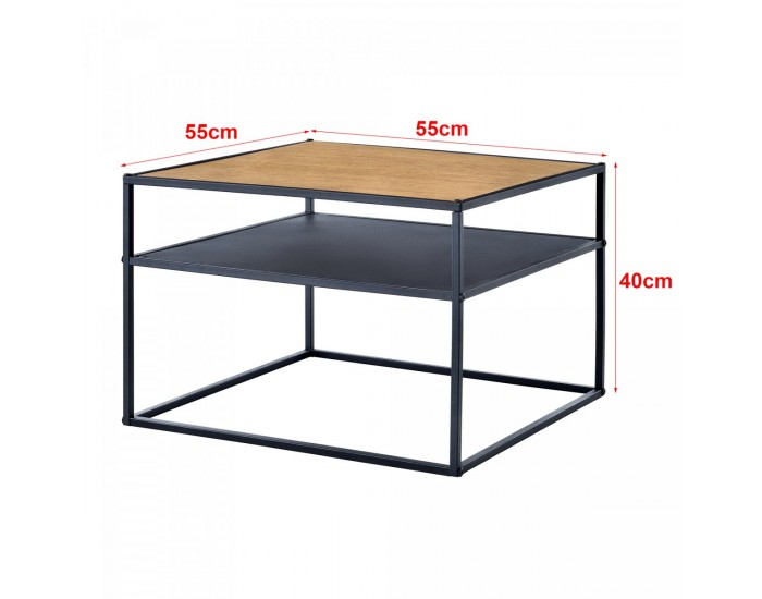 Помощна масичка Quinisut 40 x 55 x 55 cm вид дърво/черно []