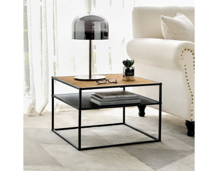 Помощна масичка Quinisut 40 x 55 x 55 cm вид дърво/черно []