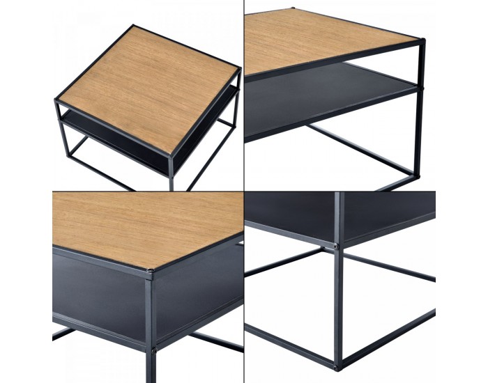 Помощна масичка Quinisut 40 x 55 x 55 cm вид дърво/черно []