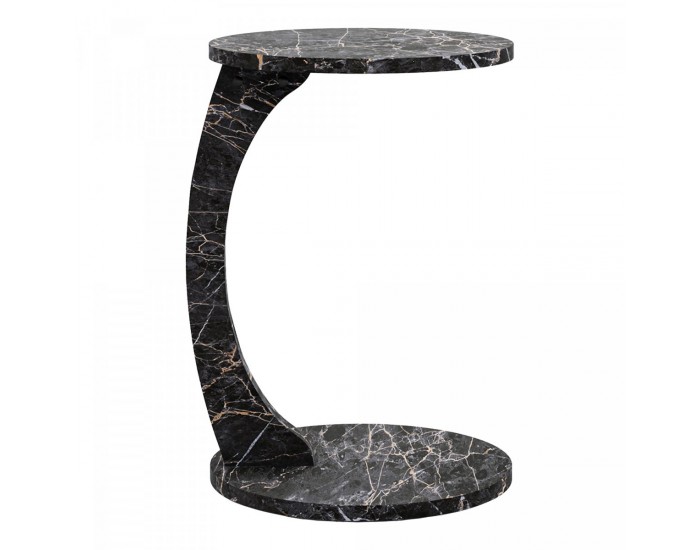 Помощна маса Holeby 56 x Ø 38 см мраморна визия, черна []