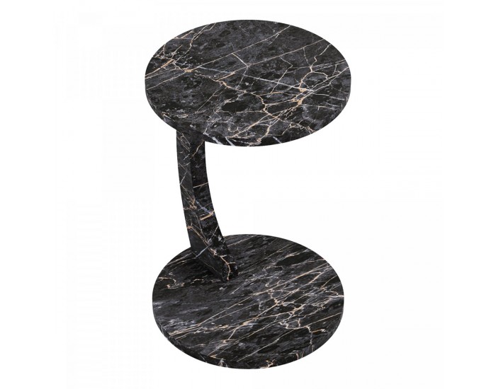 Помощна маса Holeby 56 x Ø 38 см мраморна визия, черна []