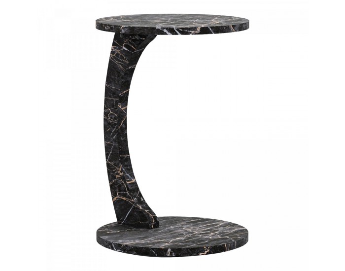 Помощна маса Holeby 56 x Ø 38 см мраморна визия, черна []