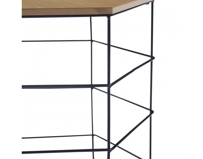 Комплект помощна маса Hørsholm от 2 метални кошници черни / цвят дърво []