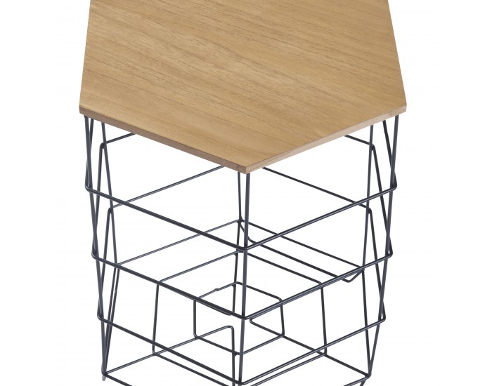 Комплект помощна маса Hørsholm от 2 метални кошници черни / цвят дърво []