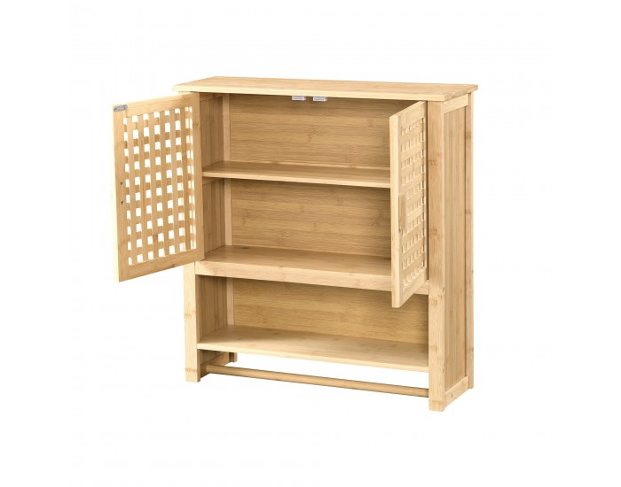 Шкаф за баня Borlänge стенен шкаф бамбук 66 x 62 x 20 cm []