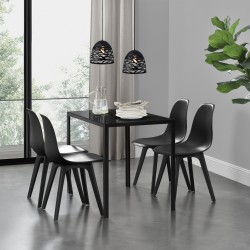 Трапезна маса Stathelle 105x60x75 см черен стъклен плот 4 стола черни - Sonata G
