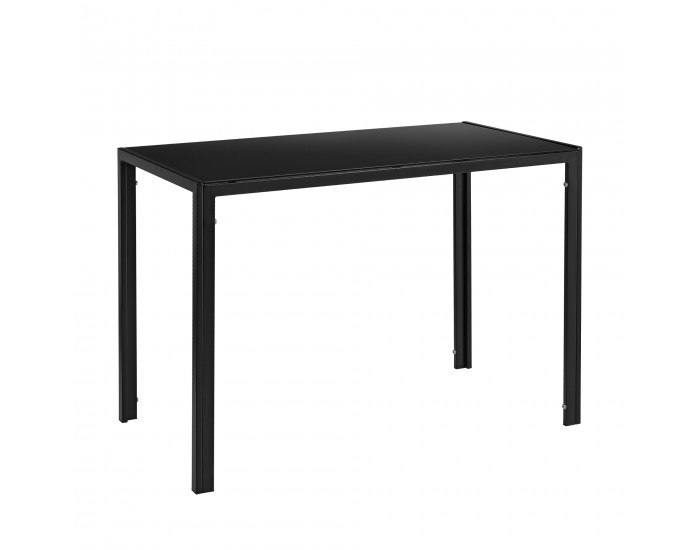 Трапезна маса Stathelle 105x60x75 см черен стъклен плот 4 стола черни