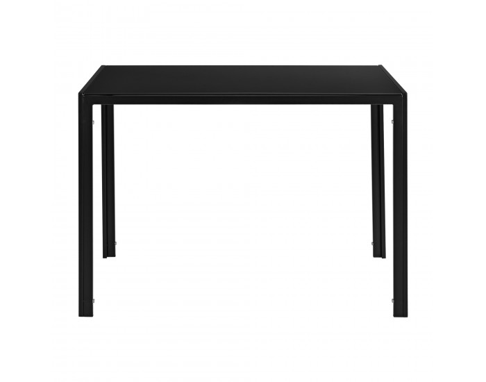 Трапезна маса Stathelle 105x60x75 см черен стъклен плот 4 стола черни