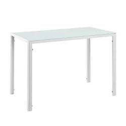 Трапезна маса Stathelle 105x60x75 см бял стъклен плот 4 стола бели - Sonata G
