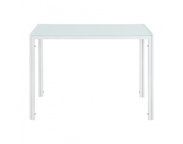 Трапезна маса Stathelle 105x60x75 см бял стъклен плот 4 стола бели