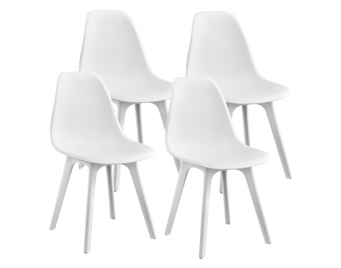 Трапезна маса Stathelle 105x60x75 см бял стъклен плот 4 стола бели