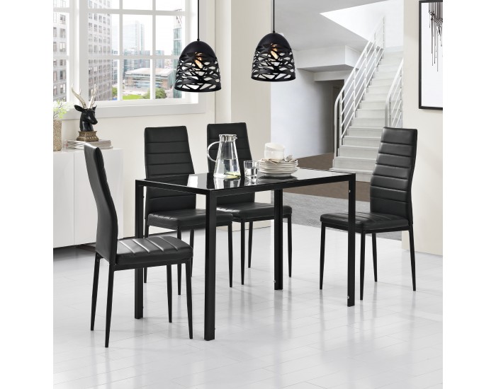 Група за хранене Bergen (комплект, 5 части) 105x60x75 см черна []