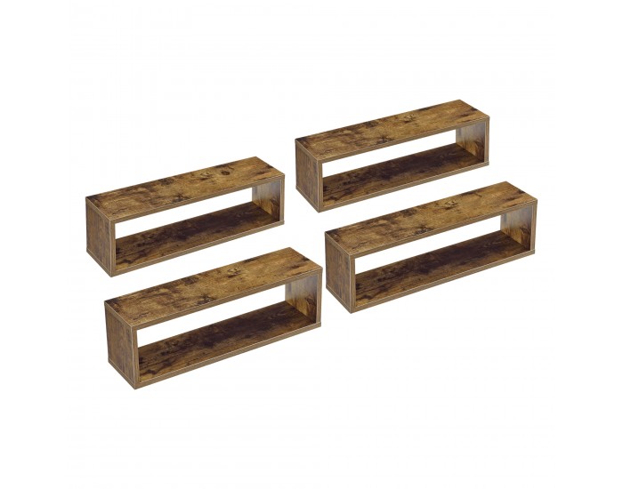 Плаващ рафт Fagernes 59x15x17 см комплект от 4 броя тъмно дърво