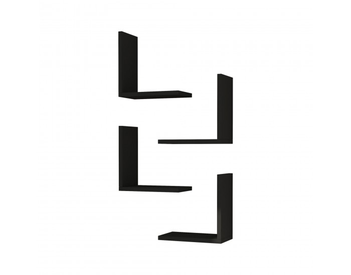 Стенен рафт Broby в комплект от 4 30 x 30 x 16 cm черен []