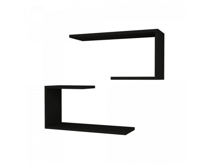 Комплект стенен рафт Årslev 2 части. 27 x 60 x 20 см до прибл. 5 кг черен []