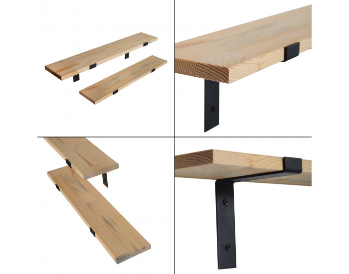 Стенен рафт Løgstør в комплект от 2 естествени []