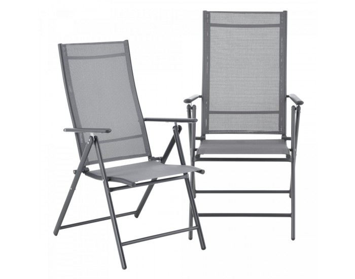 Комплект градински столове Kalamata от 2 светло сиви []