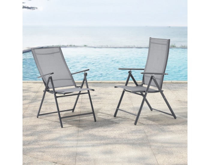 Комплект градински столове Kalamata от 2 светло сиви []