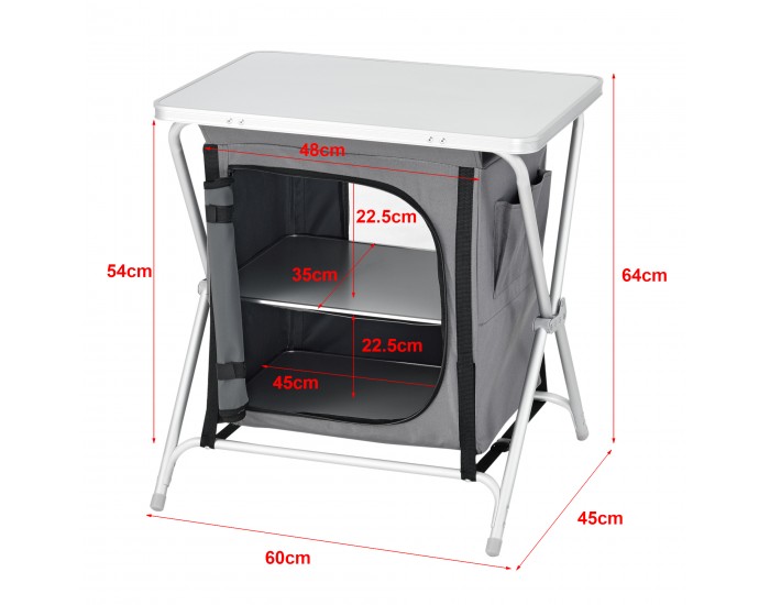 Къмпинг шкаф Tullinge с плот 60x45x64 см тъмно сив