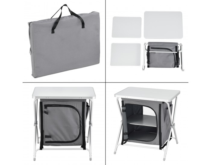 Къмпинг шкаф Tullinge с плот 60x45x64 см тъмно сив