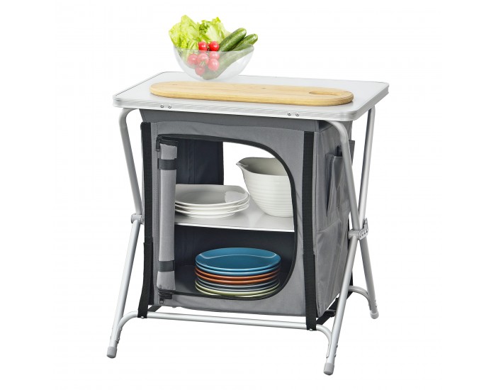 Къмпинг шкаф Tullinge с плот 60x45x64 см тъмно сив