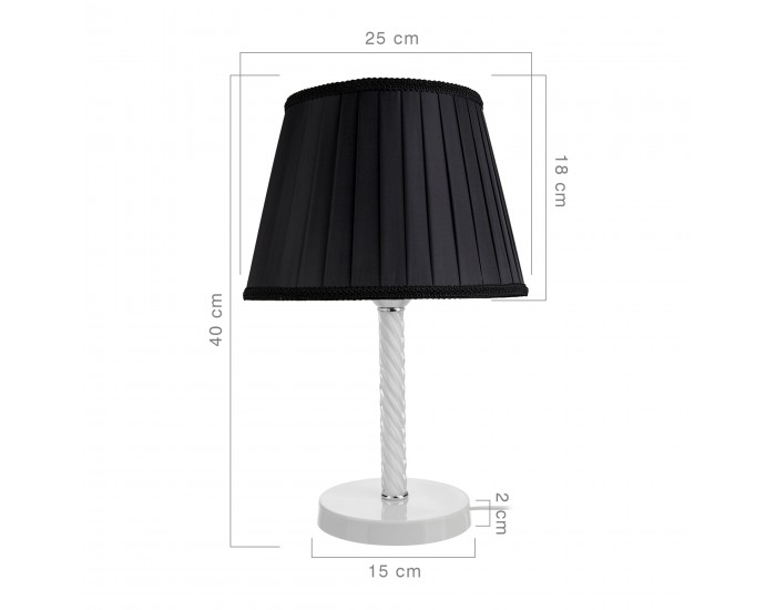 Настолна лампа Kilbride E27 метал стъкло текстил бяло / черно []