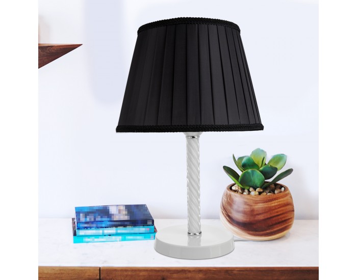 Настолна лампа Kilbride E27 метал стъкло текстил бяло / черно []