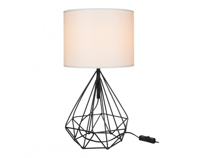 Настолна лампа Gloucester E27 метал текстил черен / бял []