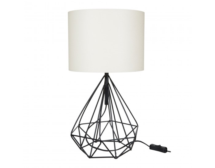 Настолна лампа Gloucester E27 метал текстил черен / бял []